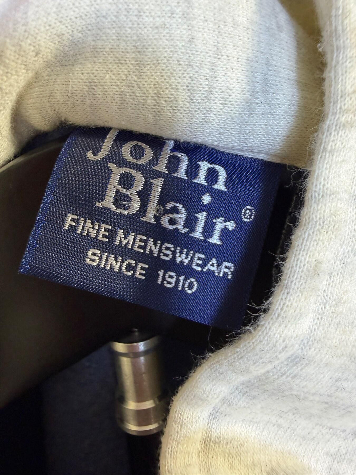 Vintage John Blair Men's XLG Blue Quarter-Zip Pullover Sweatshirt - Wormhole Thrift