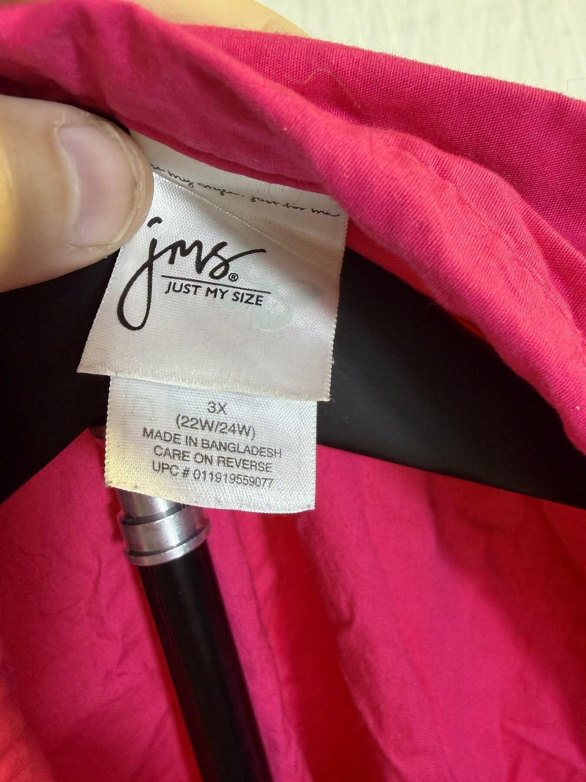 Just My Size Raspberry Tart Button-Up Shirt 3X (22W/24W) Roll Tab Sleeves - Wormhole Thrift