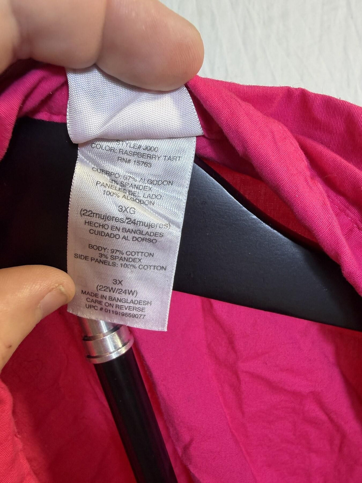 Just My Size Raspberry Tart Button-Up Shirt 3X (22W/24W) Roll Tab Sleeves - Wormhole Thrift