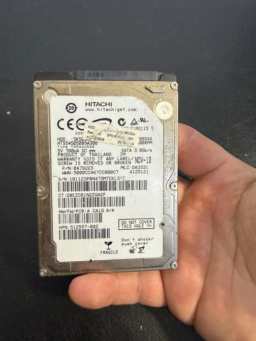 Hitachi HTS545050B9A300 500GB 2.5" SATA Hard Drive - Wormhole Thrift