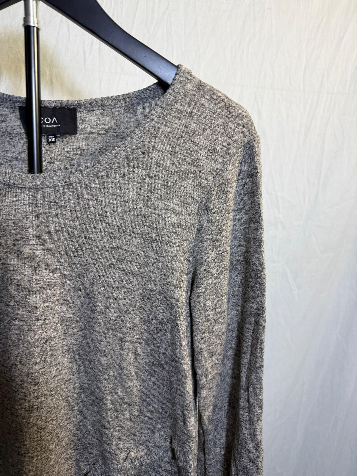 COA Made in California Women's XS Heathered Grey Long Sleeve Top - Wormhole Thrift
