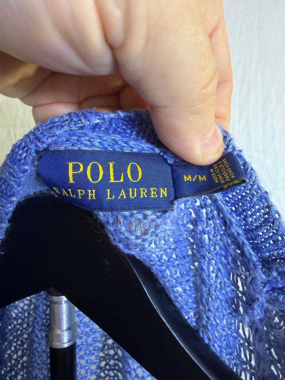 Vintage Polo Ralph Lauren 100% Linen Knit Sweater Blue M/M - Wormhole Thrift