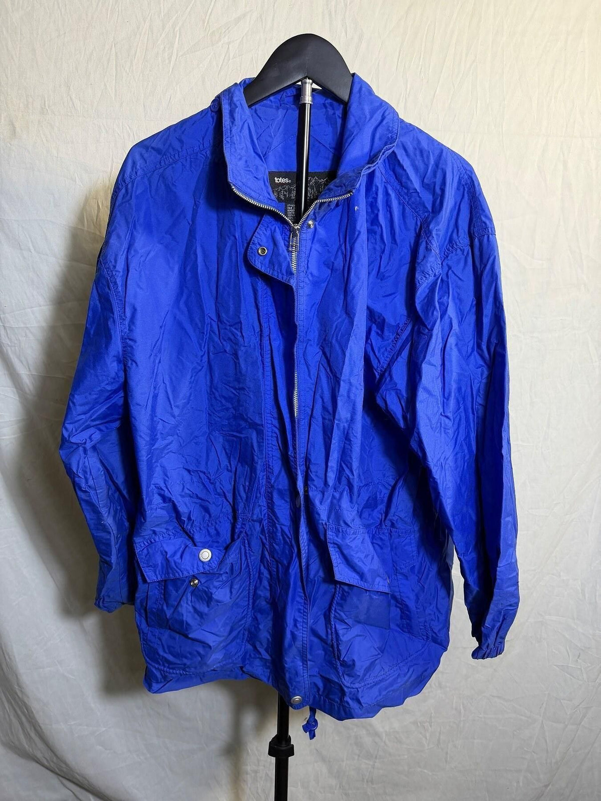 Vintage Totes Women's Royal Blue Nylon Rain Jacket Windbreaker Size L - Wormhole Thrift