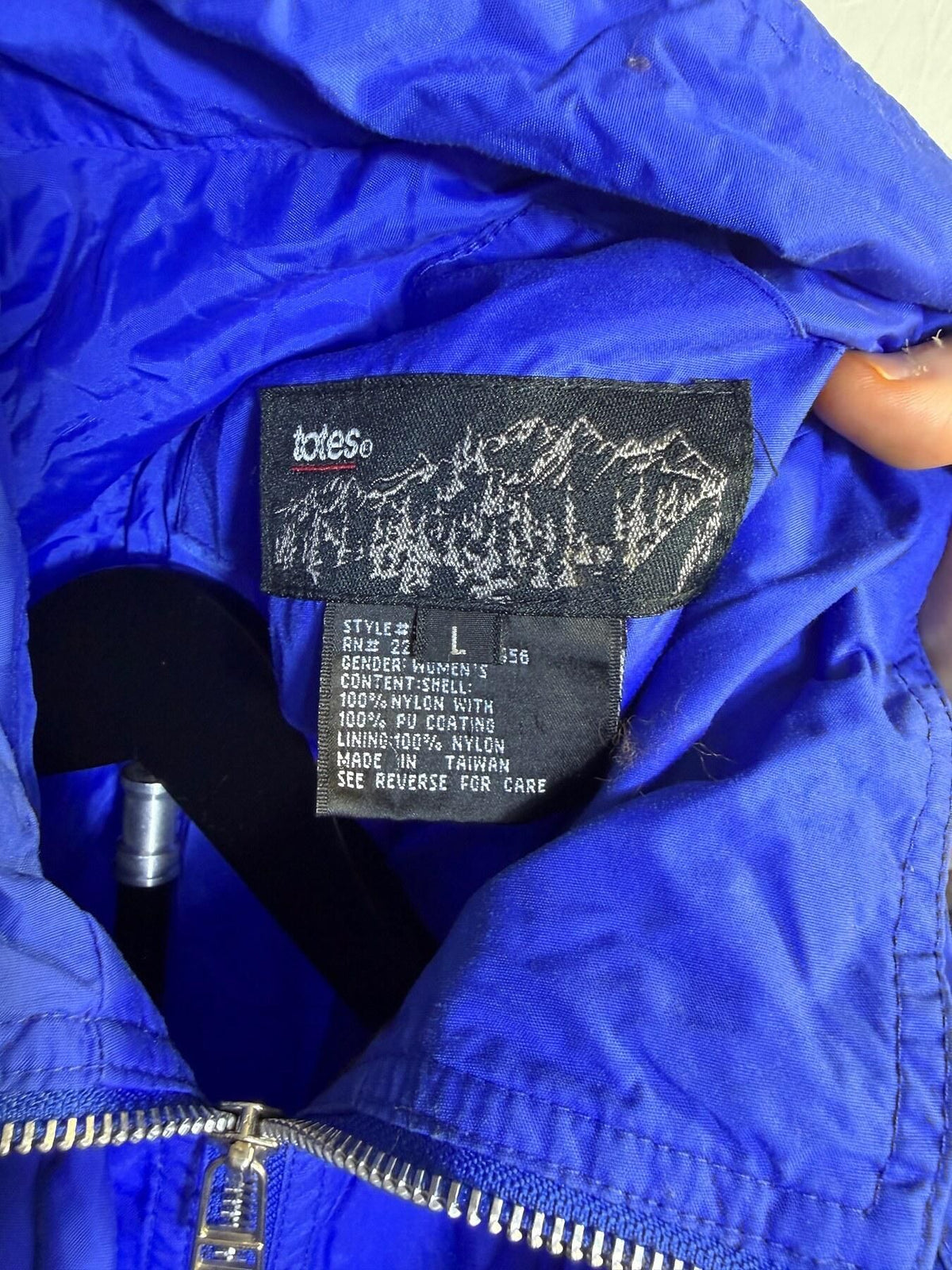 Vintage Totes Women's Royal Blue Nylon Rain Jacket Windbreaker Size L - Wormhole Thrift