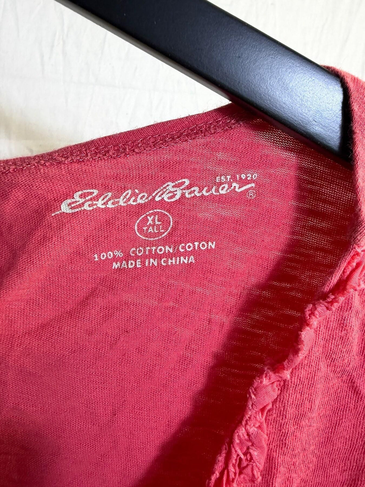 Eddie Bauer Women's XL Tall Ruffled V-Neck Sleeveless Cotton Top Pink - Wormhole Thrift