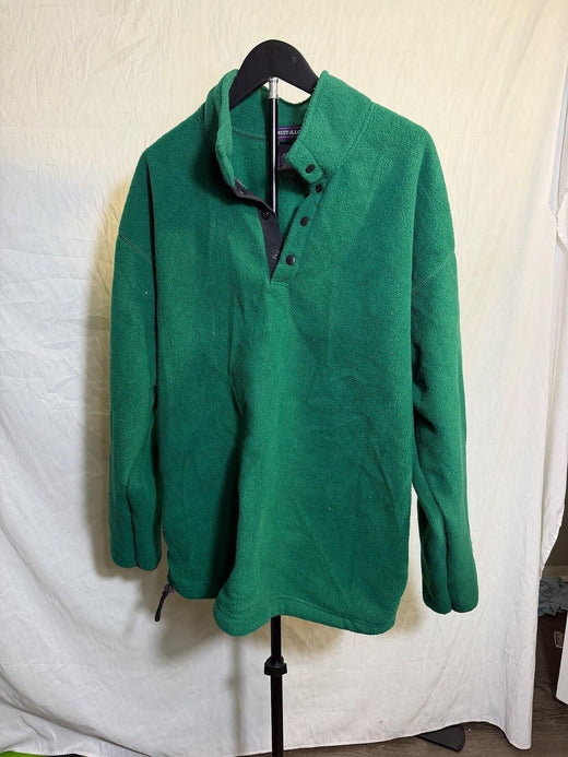 Fruit of the Loom Men's XL Green Snap Button Fleece Pullover Sweatshirt - Wormhole Thrift