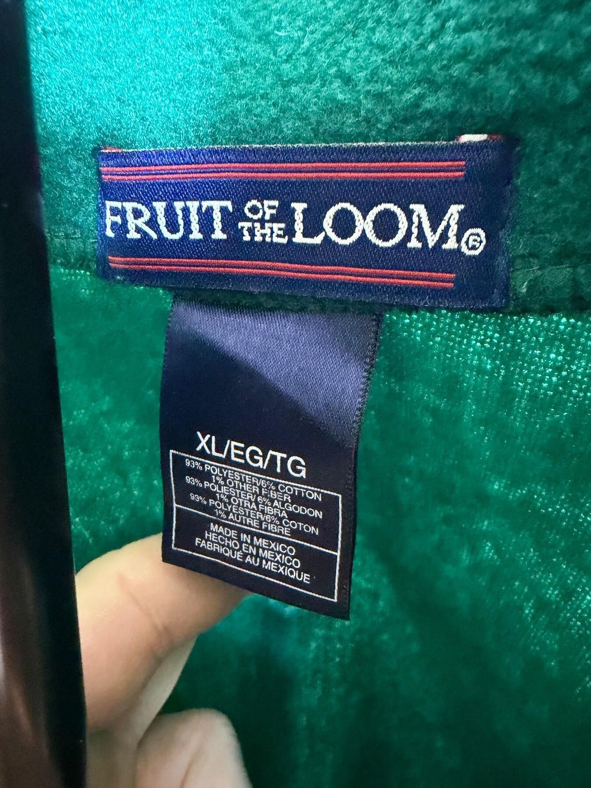 Fruit of the Loom Men's XL Green Snap Button Fleece Pullover Sweatshirt - Wormhole Thrift