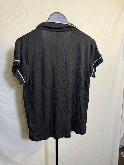 Gilligan & O'Malley Black Modal Blend Pajama Top with Pink Piping Size S - Wormhole Thrift