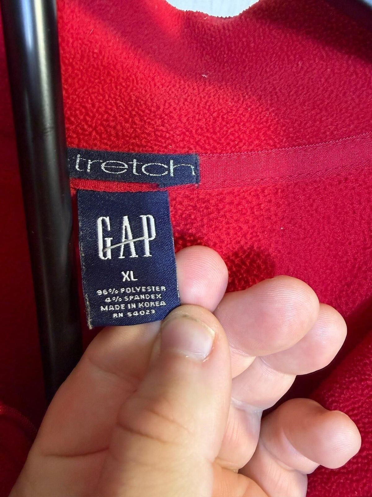 Vintage GAP Red XL Quarter-Zip Fleece Pullover Jacket - Wormhole Thrift