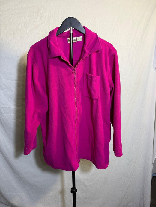 Vintage Russ M Fuchsia Full Zip Fleece Jacket Top - Wormhole Thrift