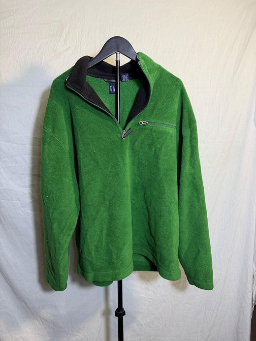 Vintage GAP Athletic Green 1/4 Zip Fleece Pullover Men's Size L - Wormhole Thrift