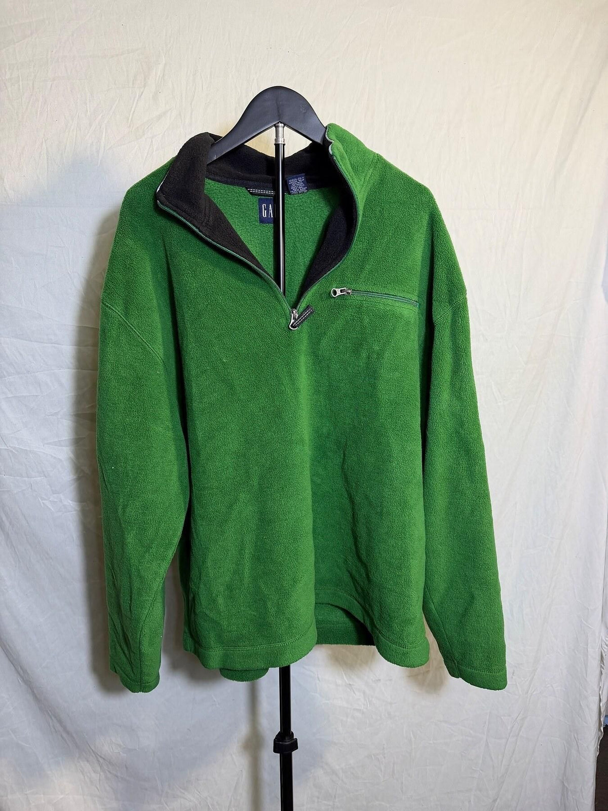 Vintage GAP Athletic Green 1/4 Zip Fleece Pullover Men's Size L - Wormhole Thrift