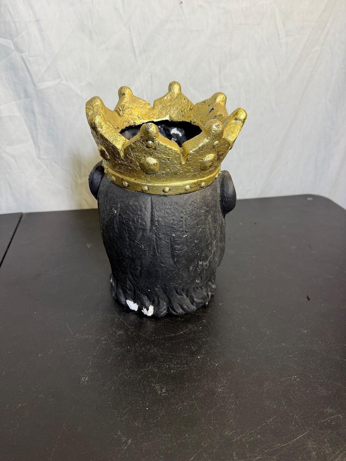 King Gorilla Head Decorative Planter Sculpture with Gold Crown - Wormhole Thrift