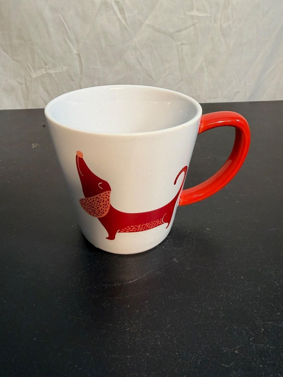 SPRING Dachshund 'Bow Wow' Ceramic Coffee Mug Red Handle - Wormhole Thrift