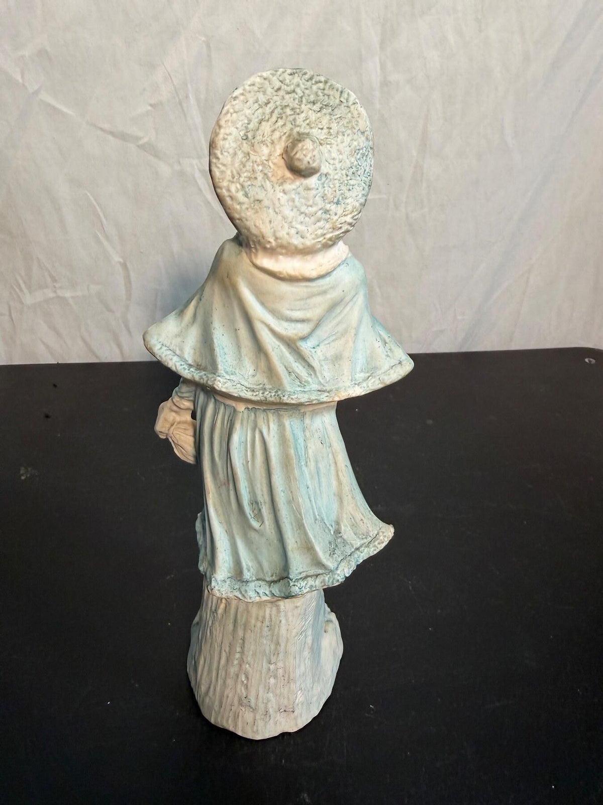 Vintage Porcelain Lady Figurine Blue Dress & Hat with Glitter Accents 7.5" - Wormhole Thrift