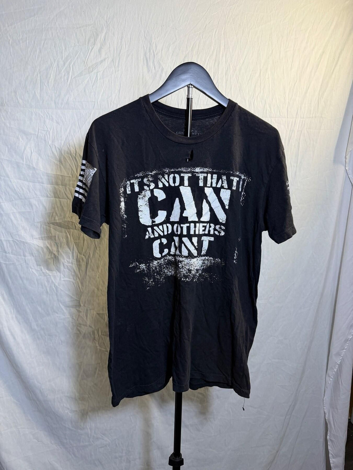 Grunt Style "I Can, I Will" Patriotic T-Shirt Men's Medium Black - Wormhole Thrift