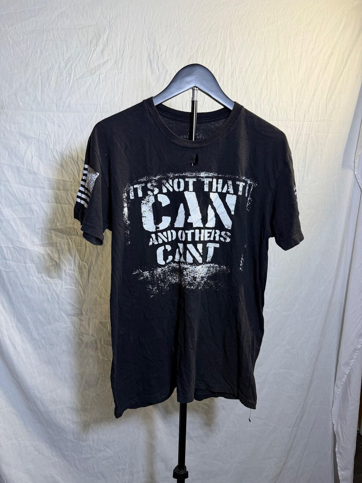 Grunt Style "I Can, I Will" Patriotic T-Shirt Men's Medium Black - Wormhole Thrift