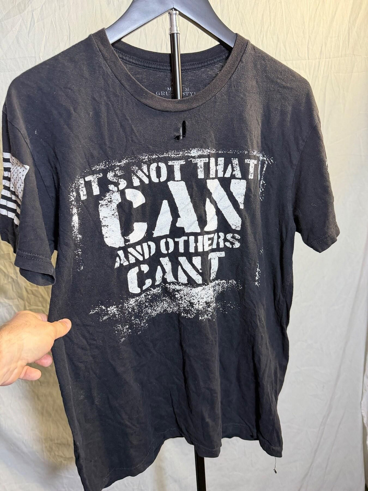 Grunt Style "I Can, I Will" Patriotic T-Shirt Men's Medium Black - Wormhole Thrift