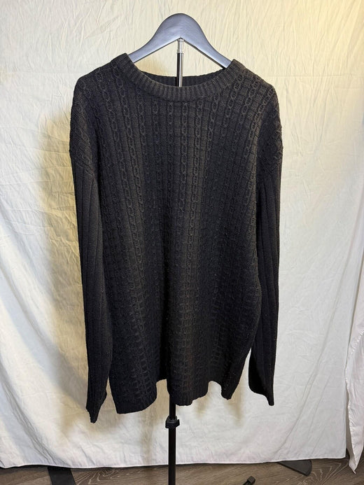 A. Adams & Spire Men's XL Black Cable Knit Acrylic Sweater - Wormhole Thrift