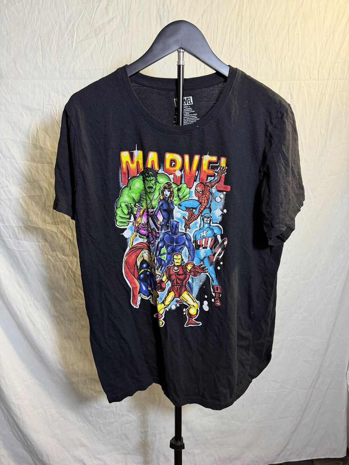 Marvel Comics Avengers Team Up Black T-Shirt Men's Size L - Wormhole Thrift