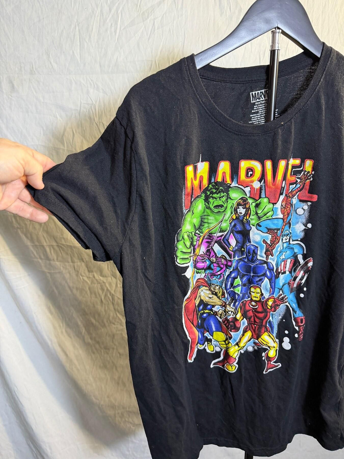 Marvel Comics Avengers Team Up Black T-Shirt Men's Size L - Wormhole Thrift