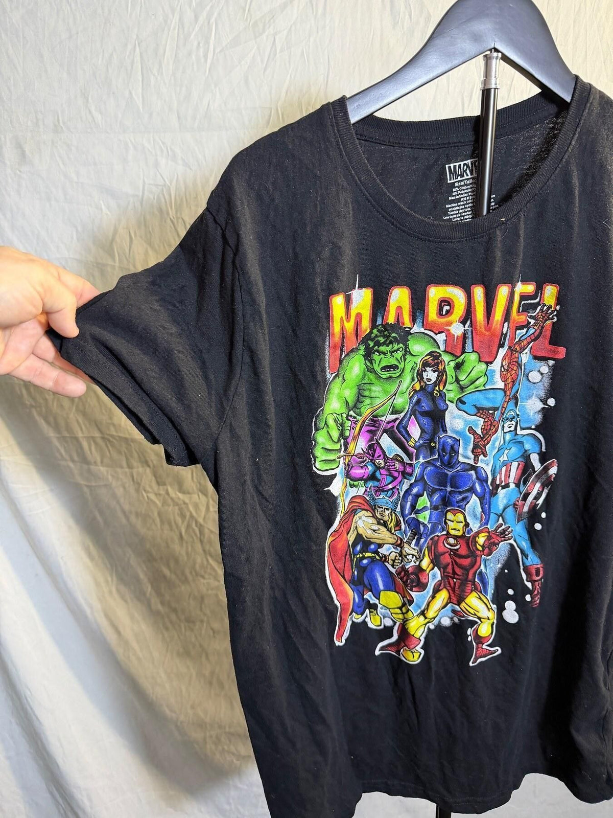 Marvel Comics Avengers Team Up Black T-Shirt Men's Size L - Wormhole Thrift