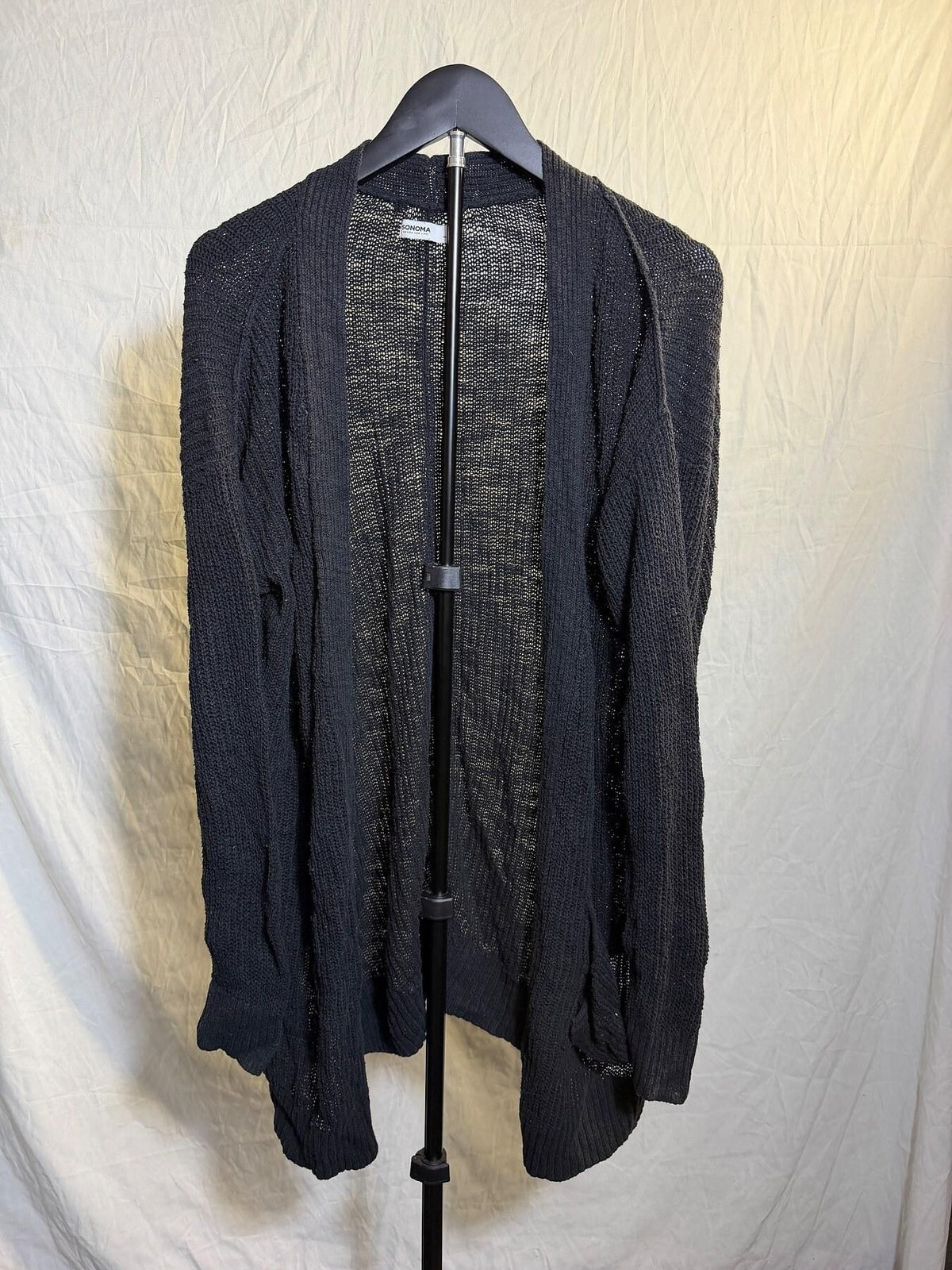 Sonoma Goods For Life Black Open Knit Cardigan Sweater Women's M - Wormhole Thrift