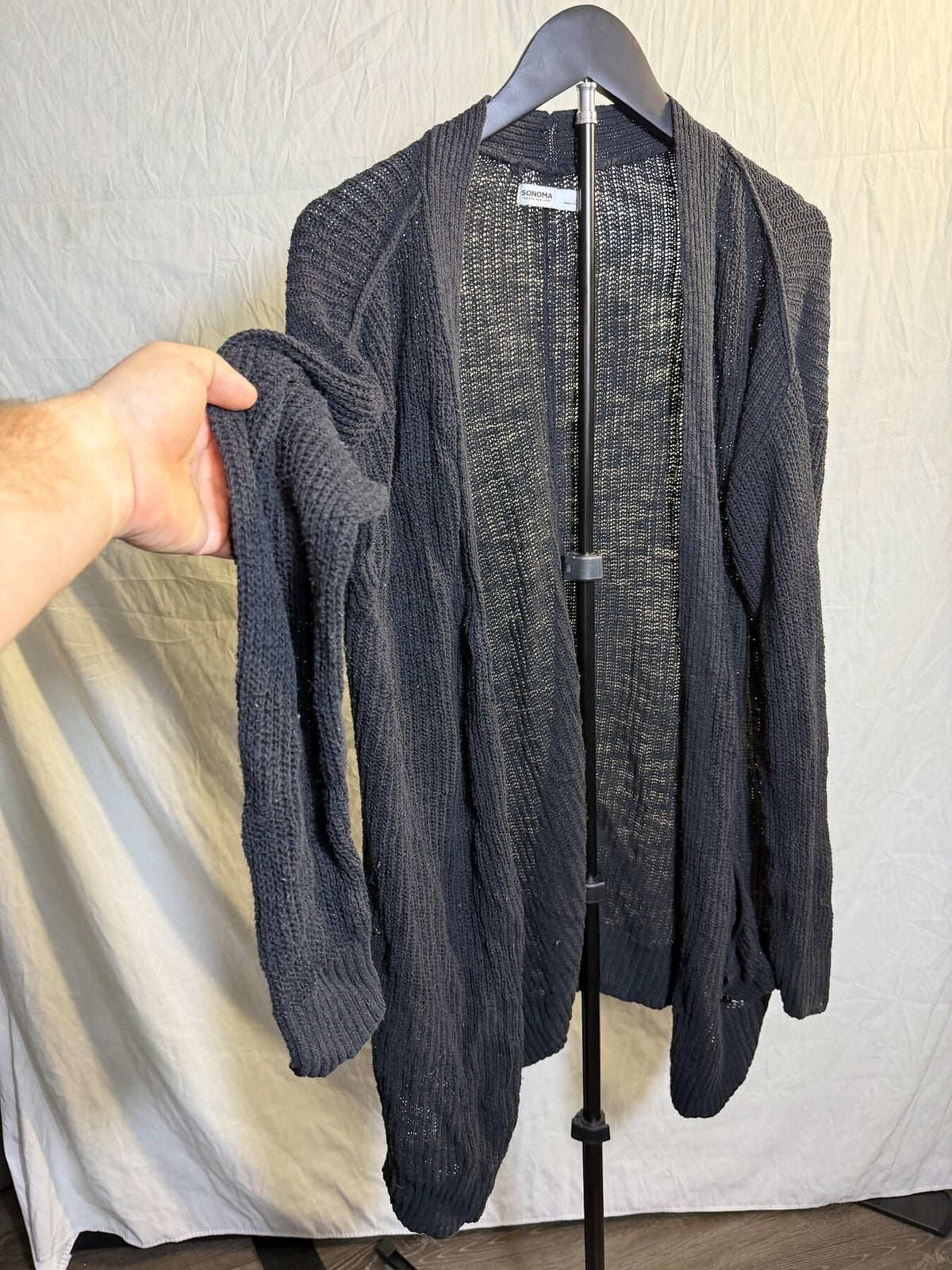 Sonoma Goods For Life Black Open Knit Cardigan Sweater Women's M - Wormhole Thrift