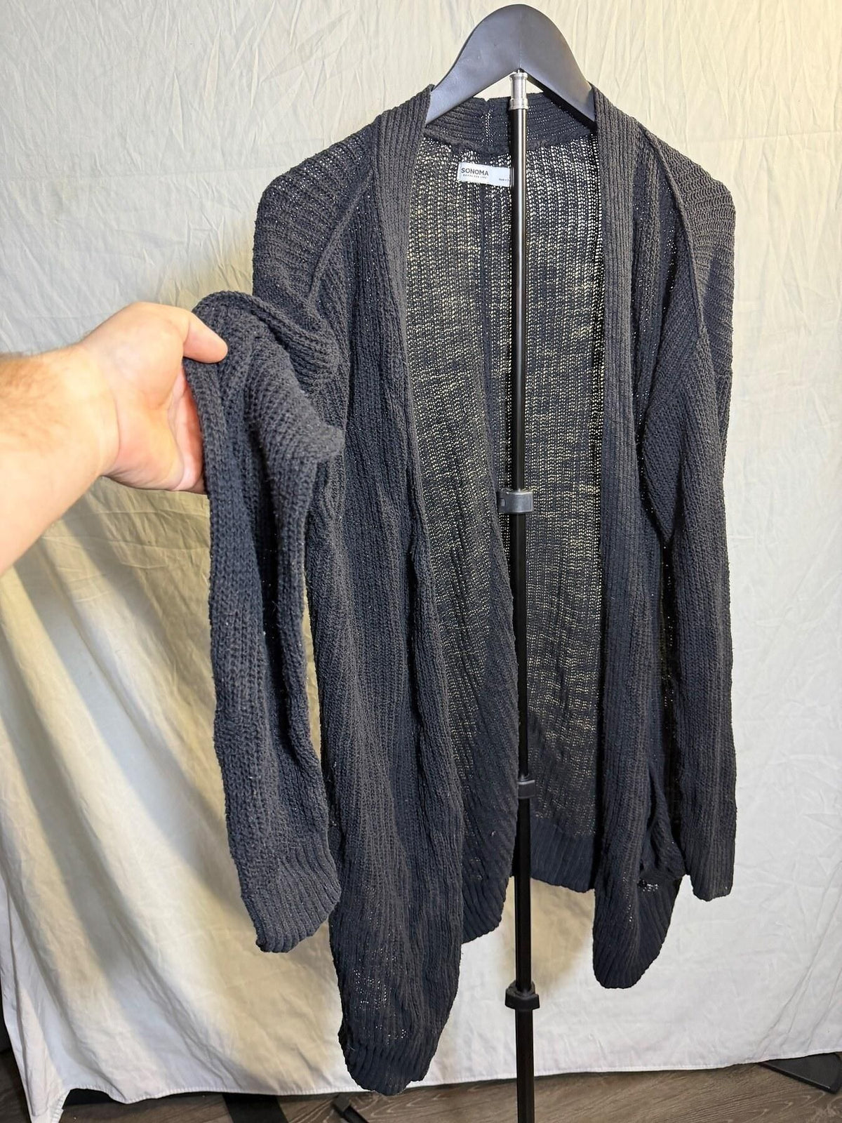 Sonoma Goods For Life Black Open Knit Cardigan Sweater Women's M - Wormhole Thrift