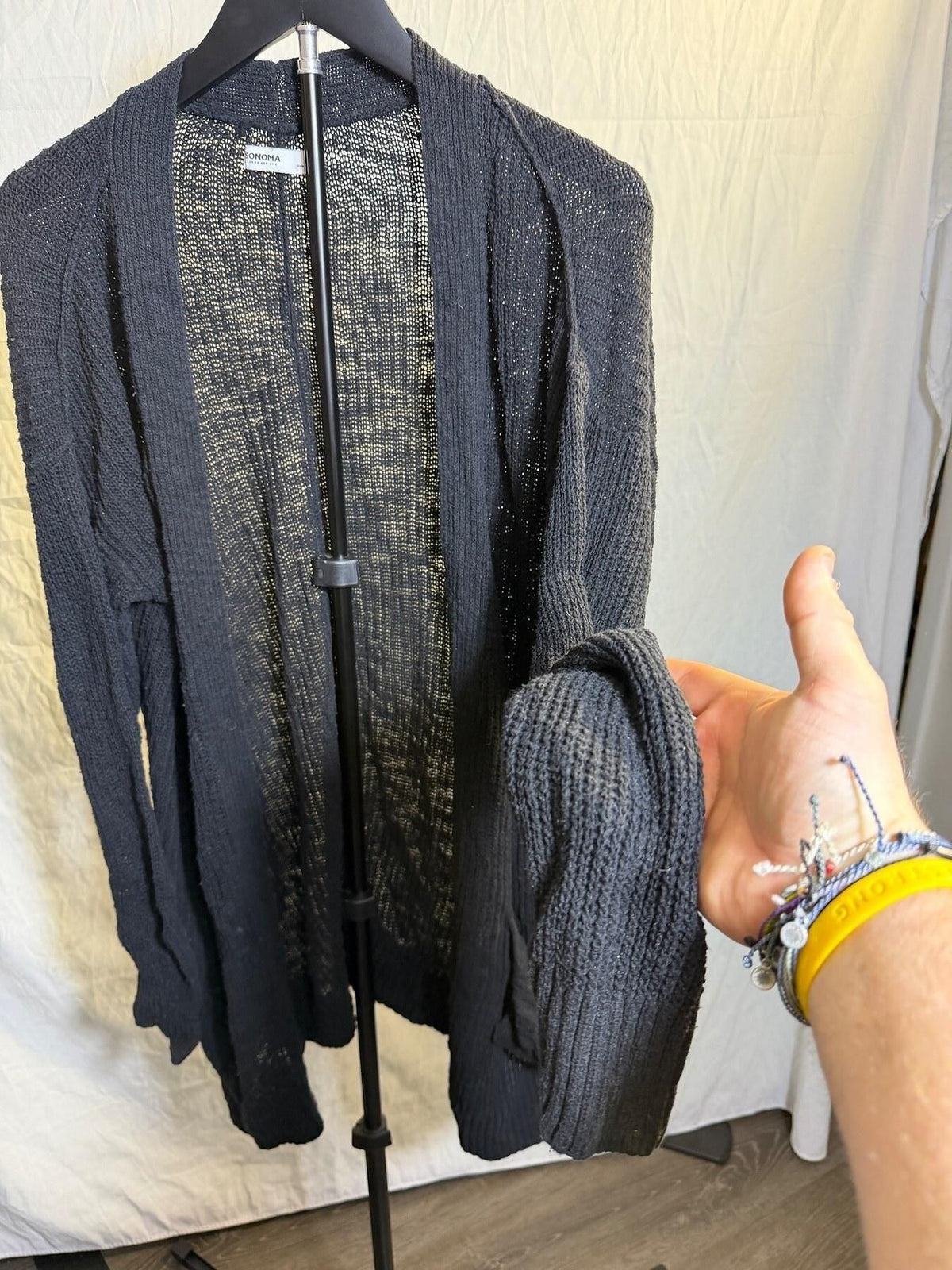 Sonoma Goods For Life Black Open Knit Cardigan Sweater Women's M - Wormhole Thrift