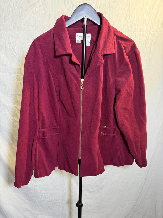 Vintage Betsy Lauren Women's 24WP Burgundy Full Zip Jacket Blazer - Wormhole Thrift