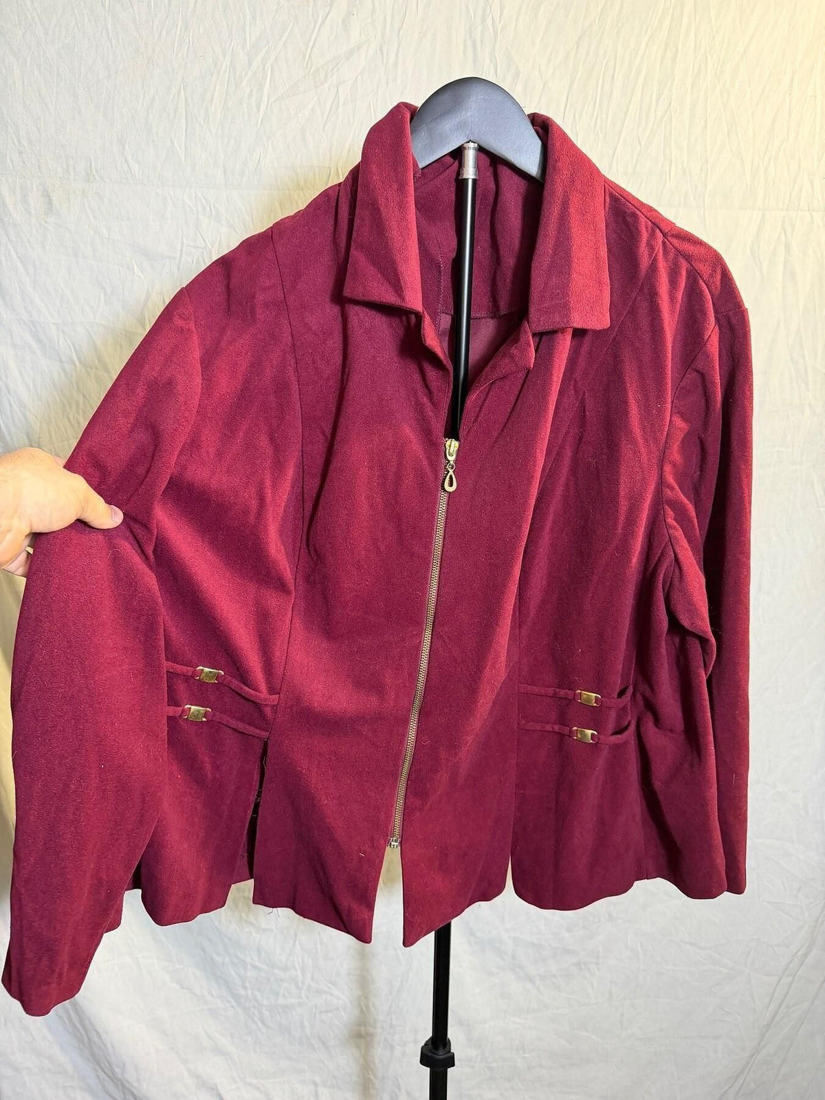 Vintage Betsy Lauren Women's 24WP Burgundy Full Zip Jacket Blazer - Wormhole Thrift