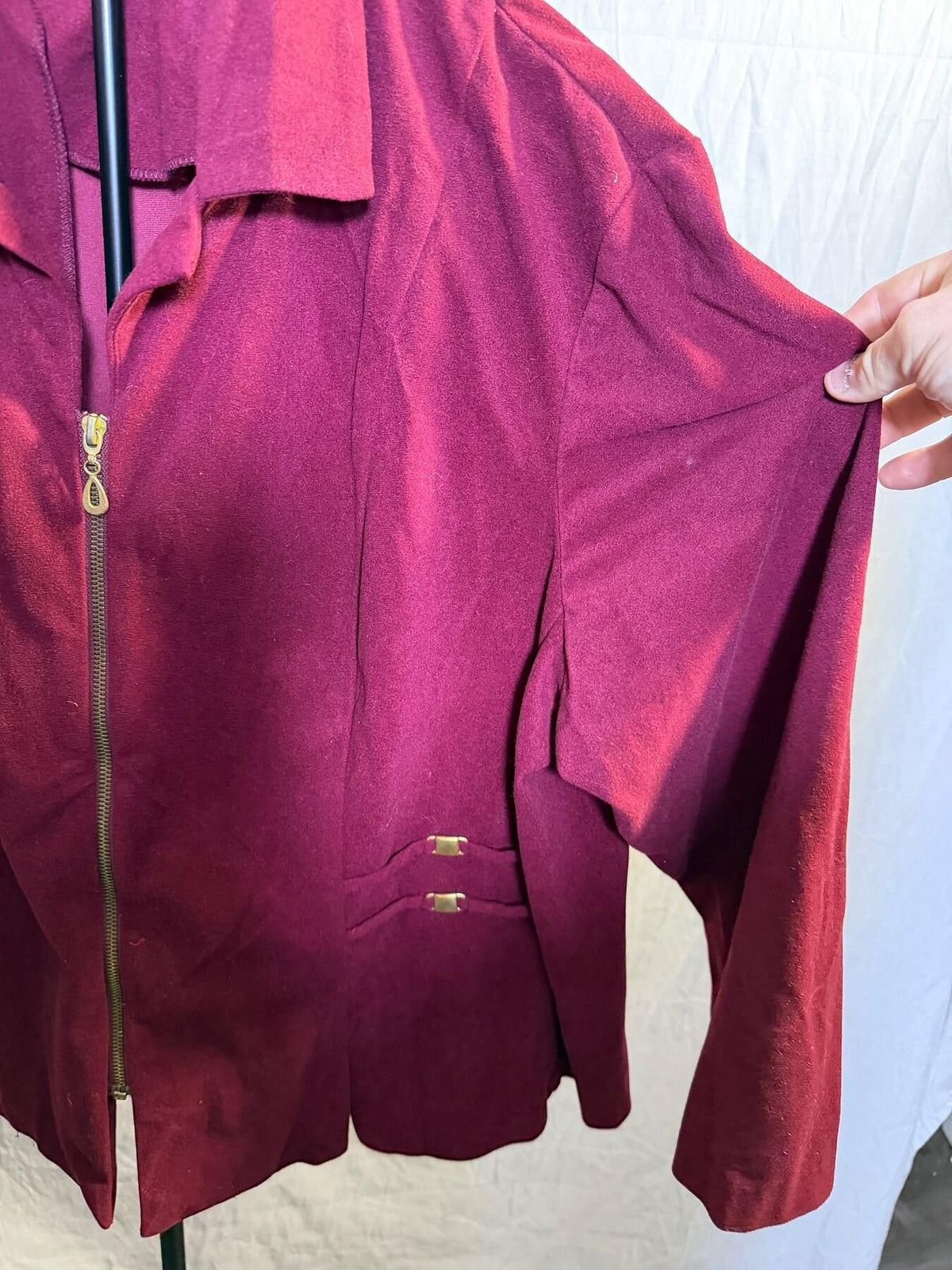 Vintage Betsy Lauren Women's 24WP Burgundy Full Zip Jacket Blazer - Wormhole Thrift