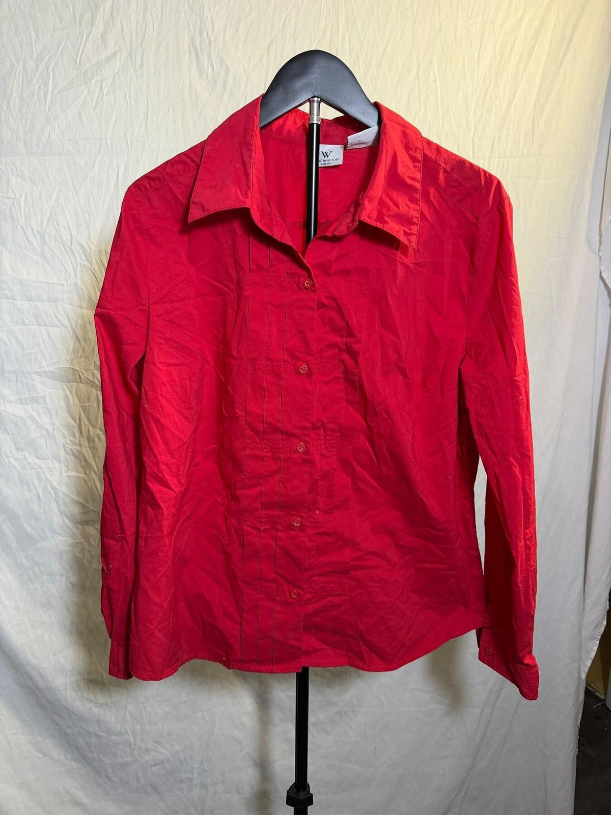 Worthington Women's Red Stretch Button-Up Shirt X-Large - Wormhole Thrift