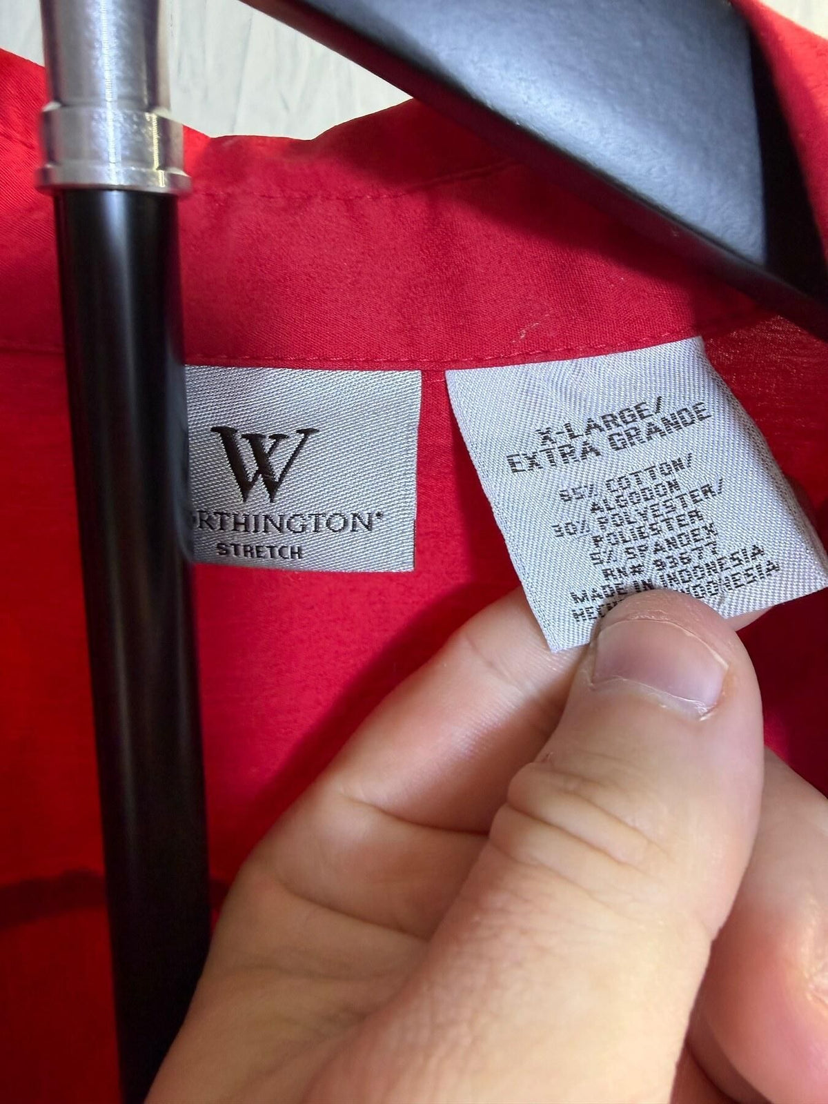 Worthington Women's Red Stretch Button-Up Shirt X-Large - Wormhole Thrift