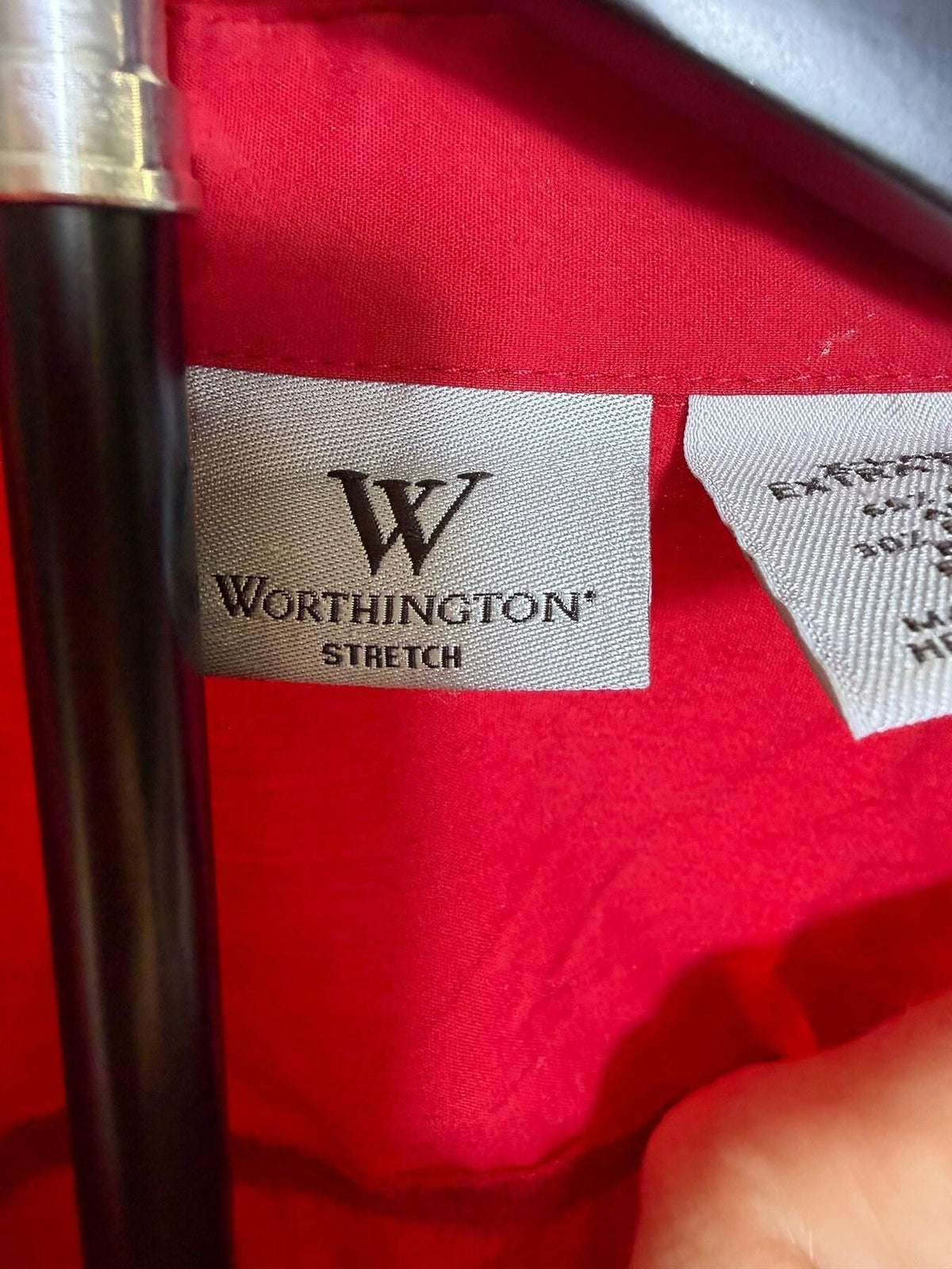 Worthington Women's Red Stretch Button-Up Shirt X-Large - Wormhole Thrift