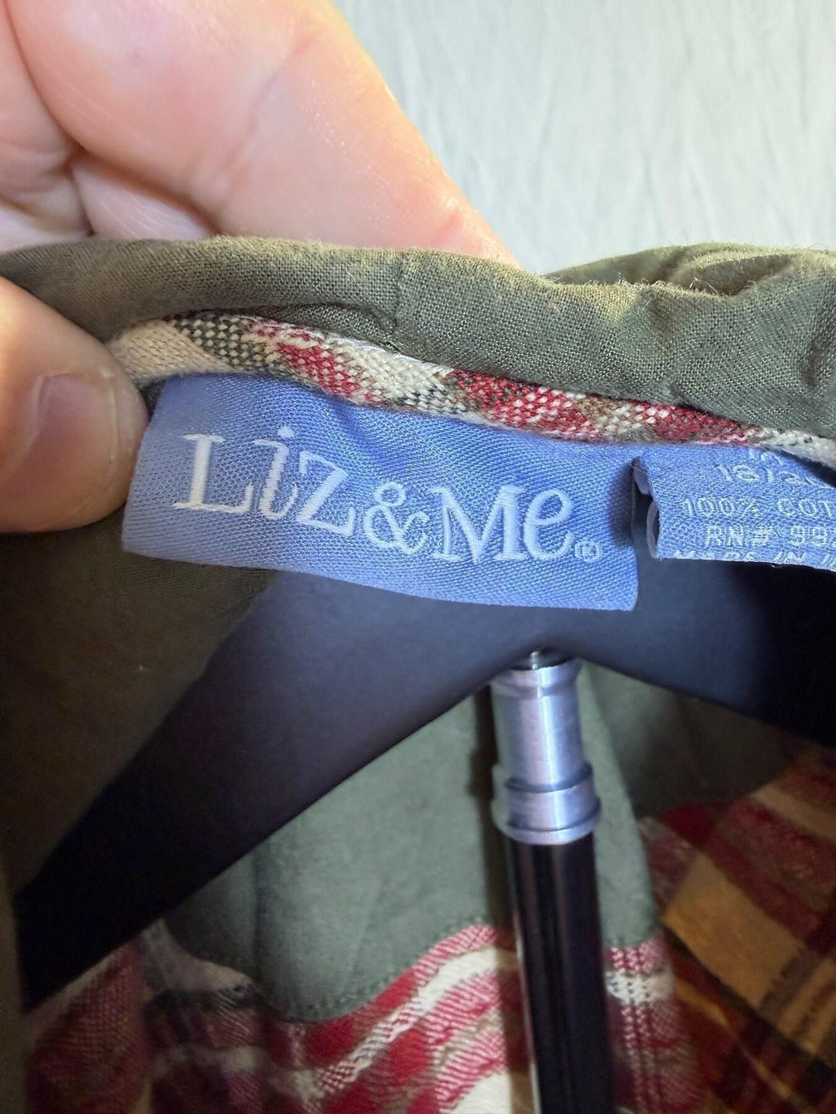 Liz & Me Women's 1X Plaid Flannel Hooded Half-Zip Pullover Shirt - Wormhole Thrift