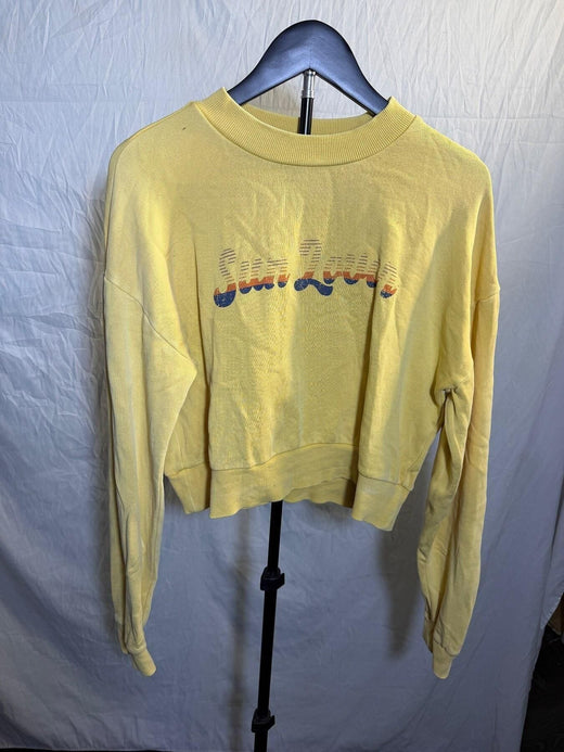 O'Neill Women's Yellow Sun Lover Cropped Sweatshirt Size S - Wormhole Thrift