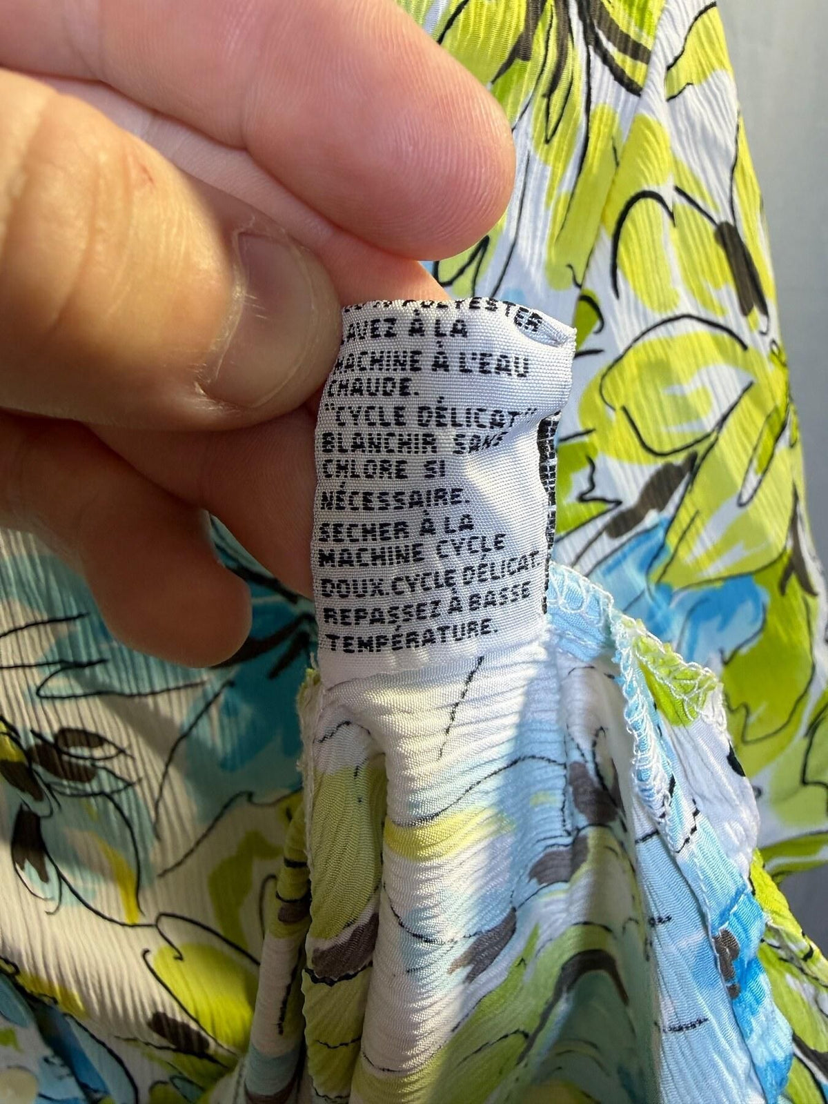 Vintage Alia Petites Blue Green Floral Crinkle Short Sleeve Blouse 6P - Wormhole Thrift