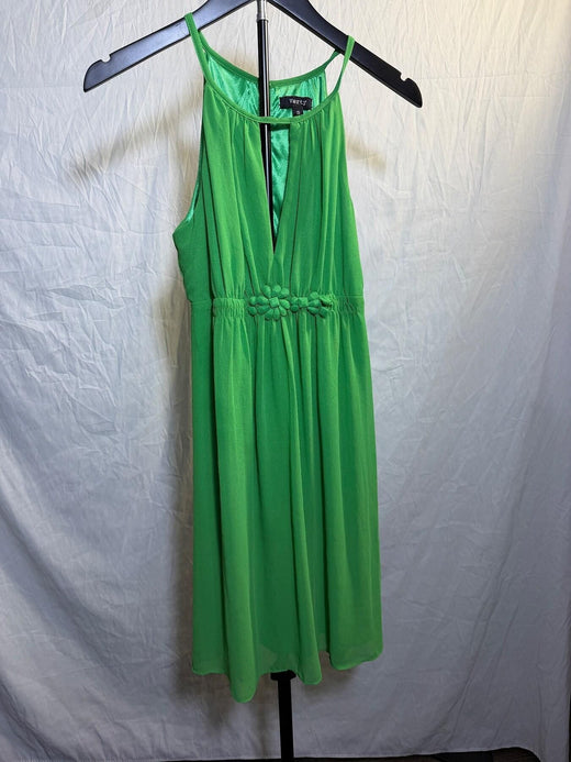 Verty Women's Small Green Halter V-Neck Empire Waist Dress - Wormhole Thrift