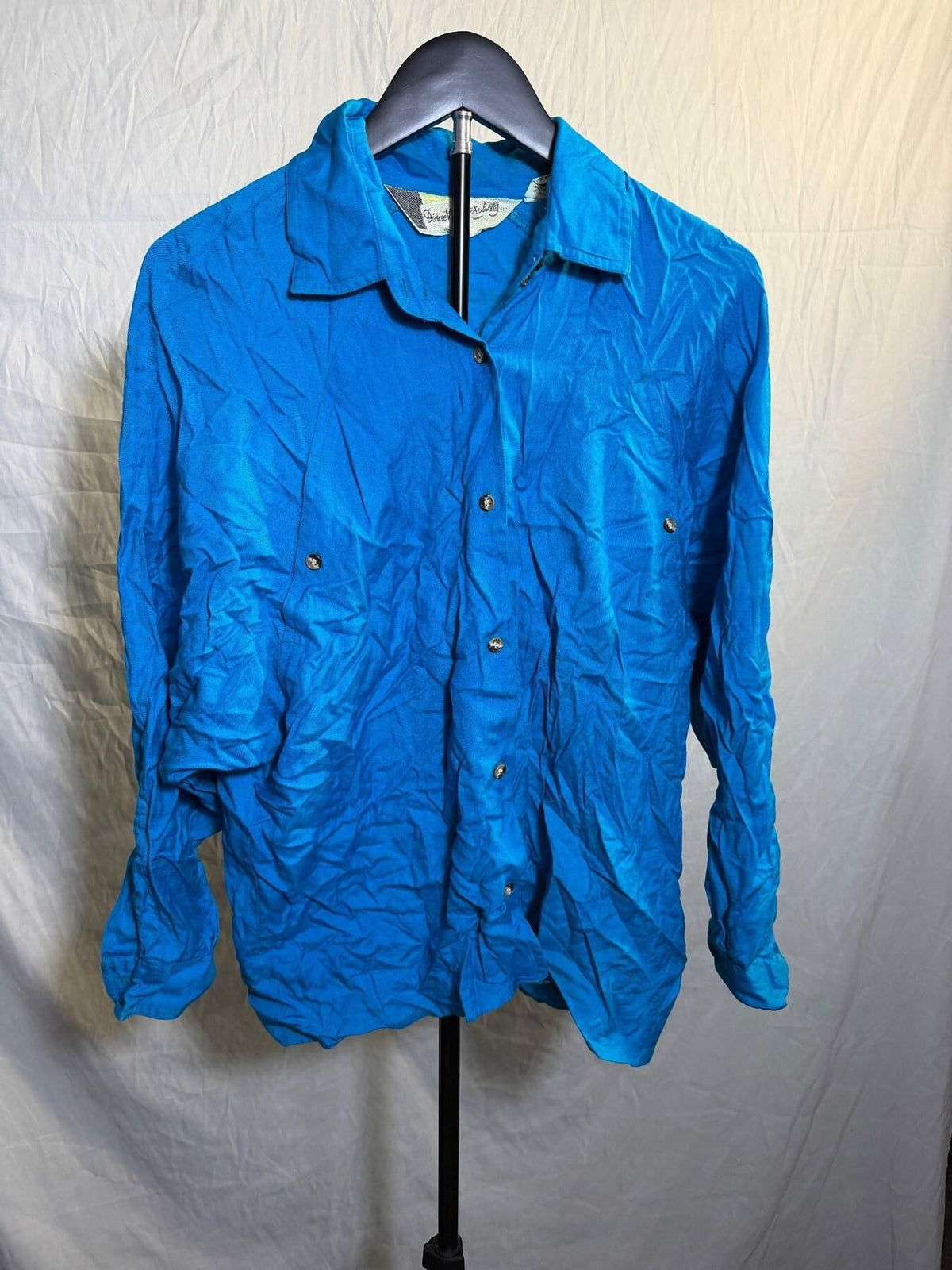 Vintage Diane Von Furstenberg DVF Blue Rayon Button Up Shirt M - Wormhole Thrift