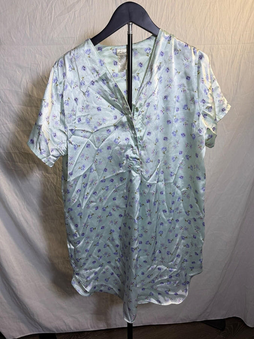 Secret Treasures Women's Small Mint Floral Short Sleeve Nightshirt - Wormhole Thrift