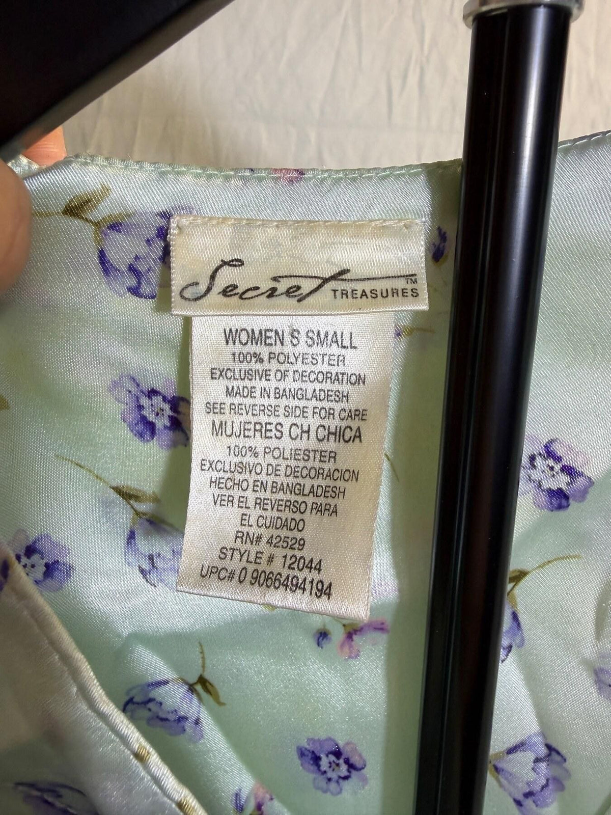 Secret Treasures Women's Small Mint Floral Short Sleeve Nightshirt - Wormhole Thrift