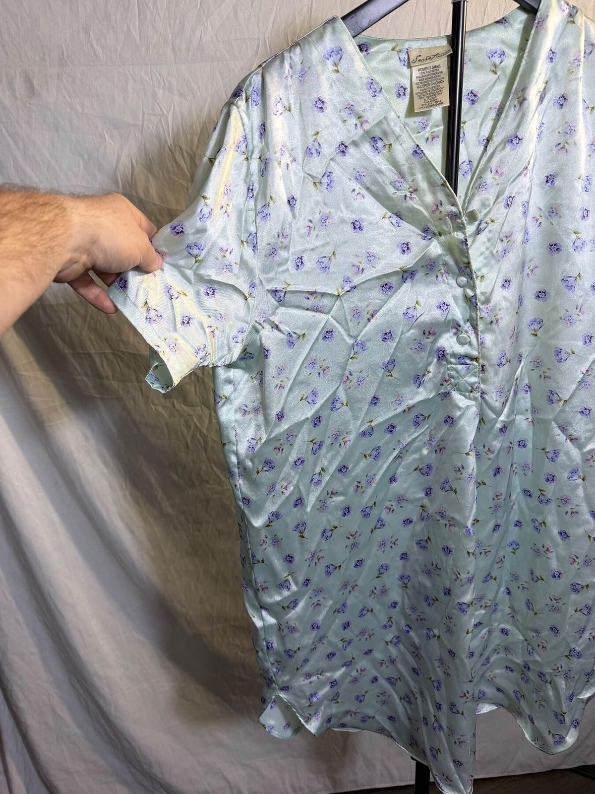 Secret Treasures Women's Small Mint Floral Short Sleeve Nightshirt - Wormhole Thrift