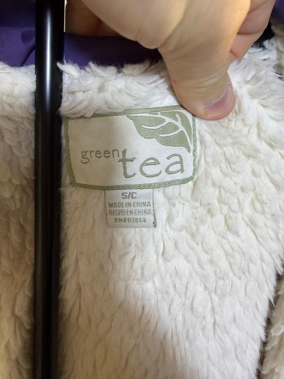 Green Tea Women's Purple Quilted Puffer Vest Faux Fur Hood Size Small - Wormhole Thrift