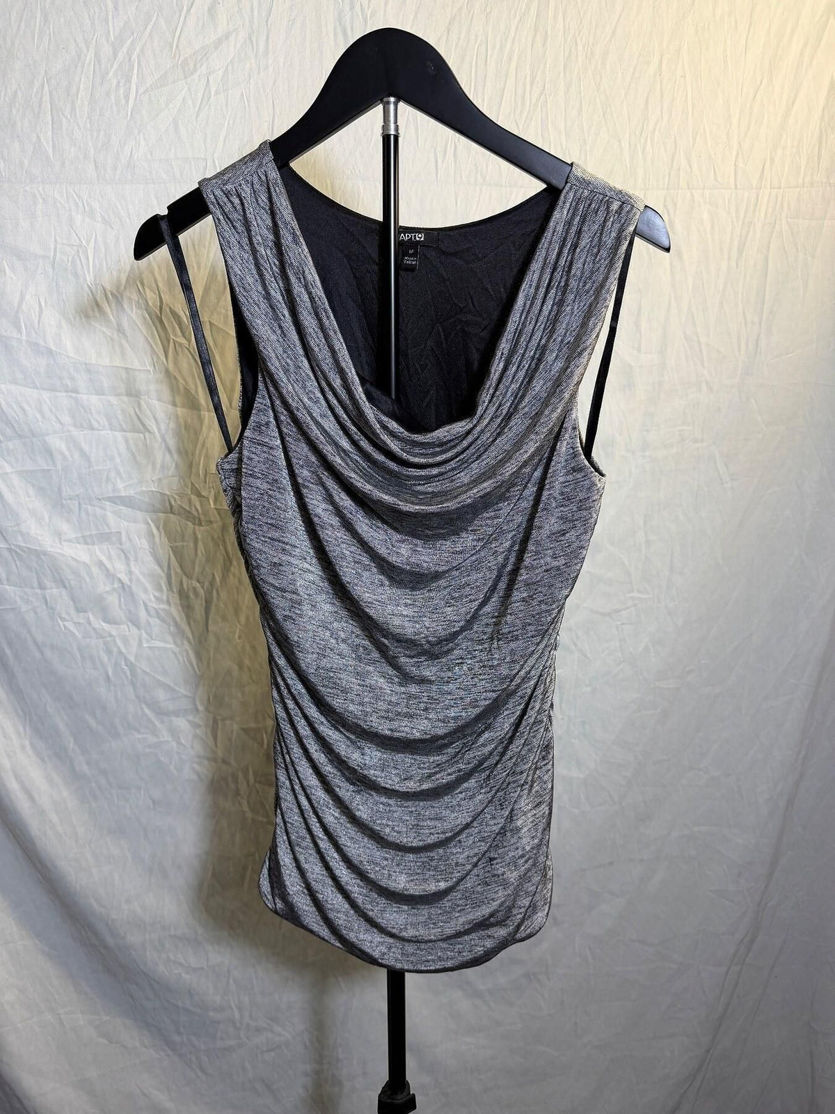 APT. 19 Women's Cowl Neck Ruched Sleeveless Top Size M Grey Black - Wormhole Thrift