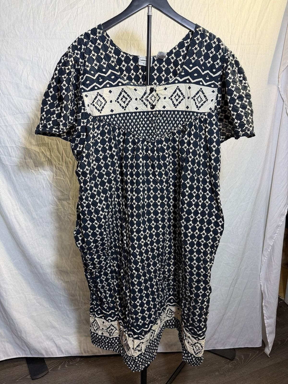 Vintage Bobbie Brooks 3XL Cotton Geometric Print Dress - Wormhole Thrift