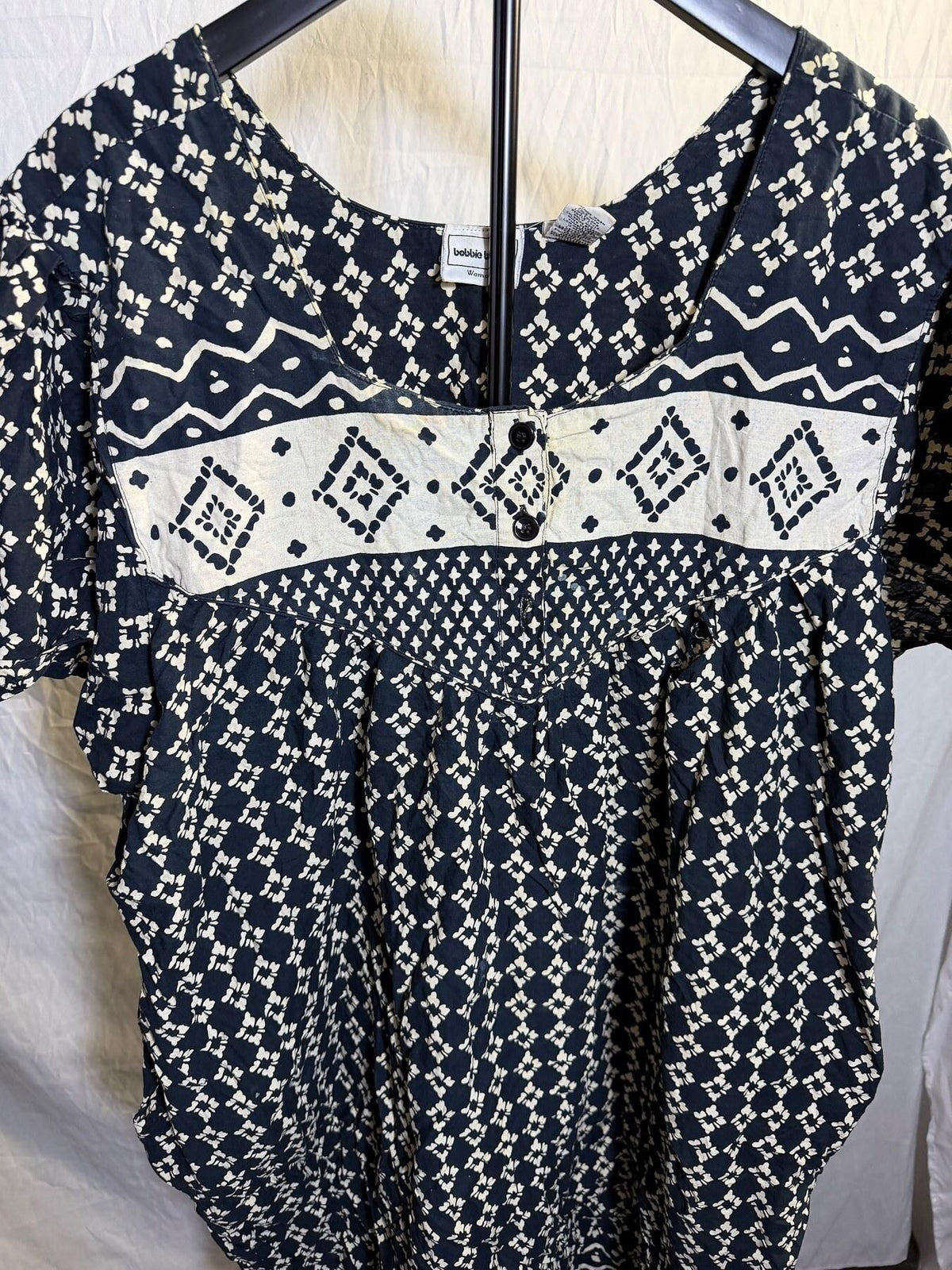 Vintage Bobbie Brooks 3XL Cotton Geometric Print Dress - Wormhole Thrift