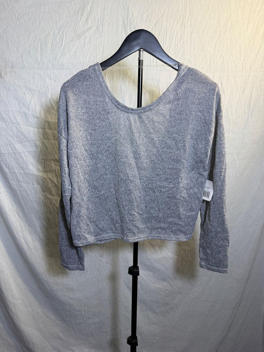 Women's Grey Cropped Twist Back Long Sleeve Top Size M NWT - Wormhole Thrift