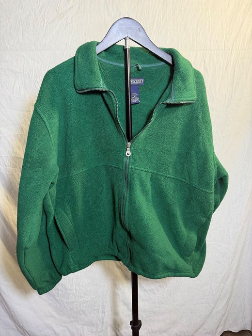 Vintage Lands' End Men's Green Polartec Full Zip Fleece Jacket M - Wormhole Thrift